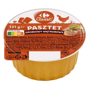 Carrefour Classic Pasztet drobiowy wątrobowy 131 g - Pasztet i przetwory mięsne - miniaturka - grafika 1