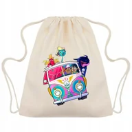 Plecaki worki - Worek Plecak Beżowy MONSTER BEACH PRZYJACIELE Zabawne Wzory - miniaturka - grafika 1