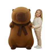 Maskotki i pluszaki - Duża Maskotka Pluszak Poduszka Zabawka Kapibara z szalikiem 90cm - miniaturka - grafika 1