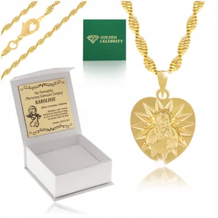 Złoty Łańcuszek + Medalik Szkaplerz 18K Prezent Na Komunię Chrzest + Grawer - Biżuteria dla dzieci Złoty Łańcuszek + Medalik Szkaplerz 18K Prezent Na Komunię Chrzest + Grawer - Biżuteria dla dzieci - miniaturka - grafika 1