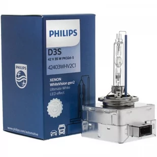 Philips D3S, żarówka LED, efekt równomierny białe światło, nawet do 120% więcej pole widzenia 42403 whv2 °C1 42403WHV2C1 - Żarówki samochodowe - miniaturka - grafika 1