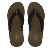 Klapki i japonki męskie - Japonki Tommy Hilfiger Molded Hilfiger Lth Beach Sandal FM0FM05802 Czarny - miniaturka - grafika 1