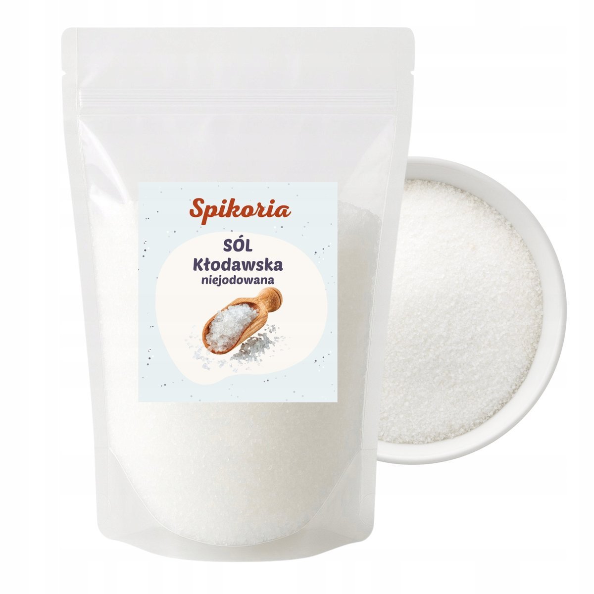 SÓL KŁODAWSKA 1 kg NIEJODOWANA BIAŁA kamienna drobnoziarnista N1 Spikoria