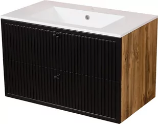 Szafka łazienkowa z umywalką kolor czarny mat wisząca 80 cm Argento Gante - Szafki łazienkowe - miniaturka - grafika 1