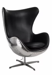 D2.Design Fotel Jajo aluminium czarne PU 78293 - Fotele - miniaturka - grafika 1