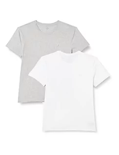 Koszulki męskie - GANT Męski t-shirt z dekoltem w serek, jasnoszary melanż/biały, standardowy, Jasnoszary melanż/biały, jeden rozmiar - grafika 1