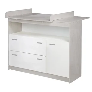 Biała niska komoda dziecięca w dekorze dębu z przewijakiem 117x98 cm Julia – Roba - Komody dla dzieci - miniaturka - grafika 1