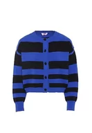 Swetry damskie - myMo Damski modny kardigan w paski akryl królewski niebieski czarny rozmiar XS/S, królewski błękit czarny, XS - miniaturka - grafika 1