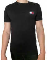 Koszulki męskie - TOMMY HILFIGER MĘSKI T-SHIRT BAWEŁNIANY CZARNA KOSZULKA PREMIUM LOGO R.S - miniaturka - grafika 1