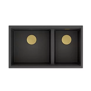QUADRON Zlewozmywak CLARK 842 onyx, odpływ złoty BM3319102U-BL-PVDG10 - Zlewozmywaki - miniaturka - grafika 1