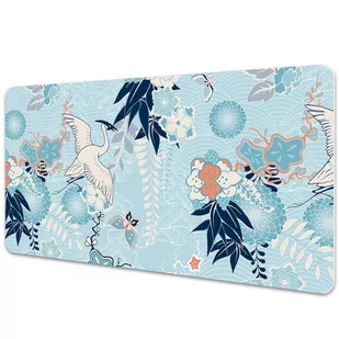 Podkładka na całe biurko Żuraw i kwiaty 90x45 cm - Podkładki na biurko - miniaturka - grafika 1