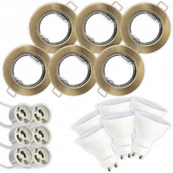 Oprawy, klosze i abażury - 6x Oprawa HALOGENOWA STAŁA Antyk + LED GU10 3W - miniaturka - grafika 1