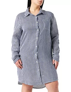 Bonamaison Damska sukienka koszulowa w paski, czysta lniana sukienka na co dzień, niebieski biały, 36 - Sukienki - miniaturka - grafika 1