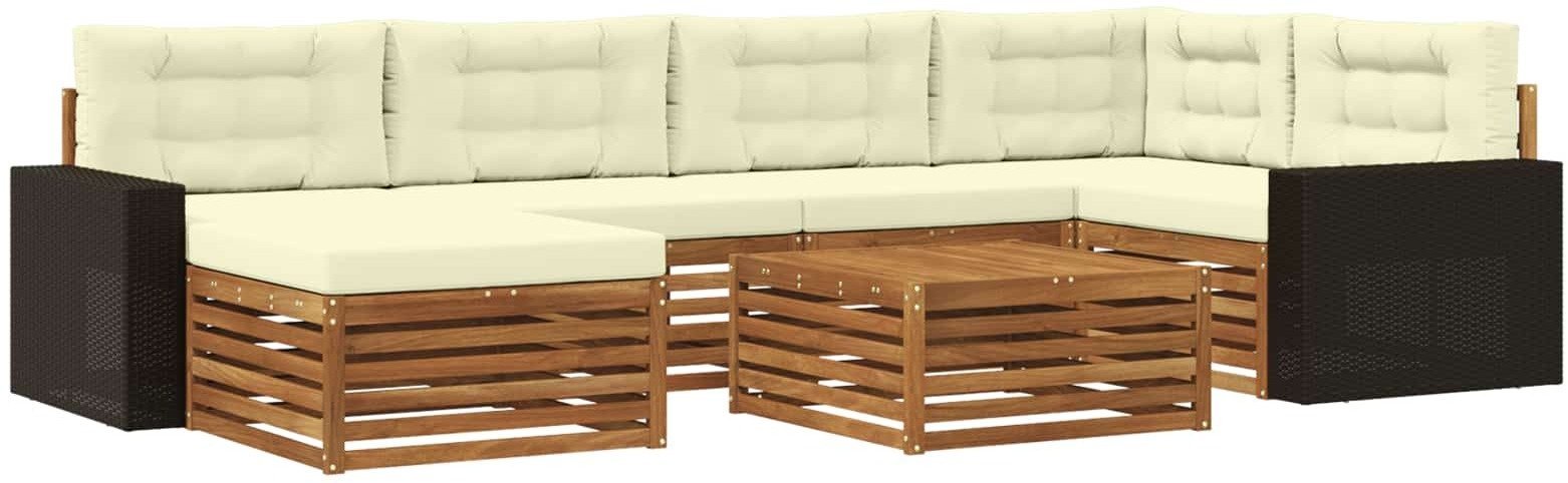 vidaXL Zestaw sof na zewnątrz z poduszką 7 pcs Naturalny i Kremowy