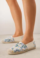 Espadryle damskie - Niebieskie Espadryle Ozdobione Kwiatowym Haftem i Plecionką Kiranth - miniaturka - grafika 1