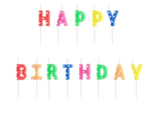 PartyDeco "Świeczki urodzinowe Happy Birthday, mix, 2.5cm (1 op. / 13 szt.)" SCS-13 [15065389] - Dekoracje i nakrycia stołu na imprezę - miniaturka - grafika 1