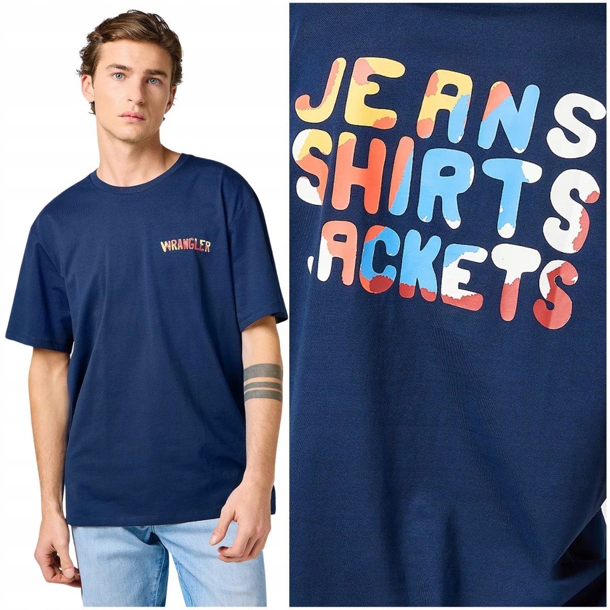 Wrangler BIG GRAPHIC TEE czarna bawełniana koszulka t-shirt logo nadruk L