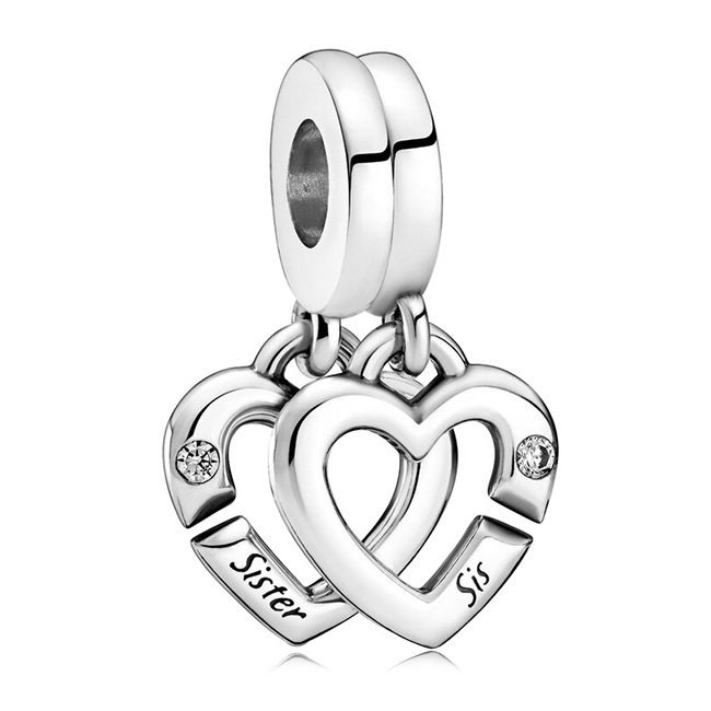 Zawieszka Charms SREBRO 925 Koralik Podwójna Sister Siostry