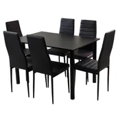 Meble do sypialni - Zestaw stół Lugano 120 czarny i 6 krzeseł Nicea czarnych - miniaturka - grafika 1