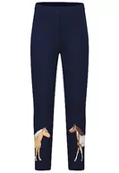 Legginsy - SALT AND PEPPER Dziewczęce legginsy z nadrukiem koni, Granatowy (True Navy), 140 cm - miniaturka - grafika 1