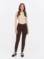Spodnie damskie - Brązowe rurki damskie TSKW24SPO448588X00 Top Secret - miniaturka - grafika 1