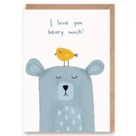 Kartki okolicznościowe i zaproszenia - Walentynka I love you beary much + eko koperta - miniaturka - grafika 1