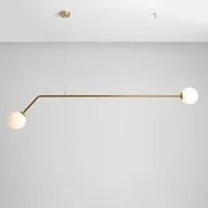 Lampy sufitowe - ADX Industrialna LAMPA wisząca 1064H30 ADX szklana OPRAWA zwis kule pręt złoty biały - miniaturka - grafika 1