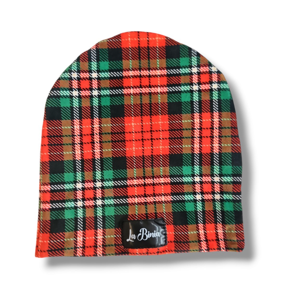 Czapka Welurowa Krata Czerwona