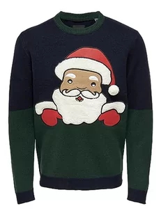 ONLY & SONS ONSXMAS REG Block Crew Knit sweter męski, granatowy, XXL, granatowy, XXL - Swetry męskie - miniaturka - grafika 1