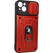 Etui i futerały do telefonów - Bizon Etui Case CamShield Card Slot Ring do iPhone 14 Plus czerwone - miniaturka - grafika 1