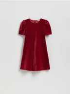 Sukienki i spódniczki dla dziewczynek - Reserved - Welurowa sukienka - czerwony - miniaturka - grafika 1