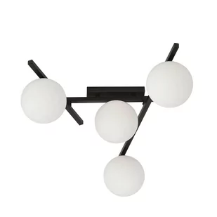 Emibig Lighting czarny krótki żyrandol szklane kule SMART 4 BLACK/OPAL 1103/4 nowoczesna lampa sufitowa czarno-biała do sypialni 1103/4 - Lampy sufitowe - miniaturka - grafika 2