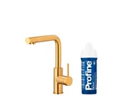 Baterie kuchenne - KFA Armatura DUERO PURE BASIC GOLD 6623-913-31 z funkcją filtracji wody, Stal nierdzewna, Filtr PROFINE BLUE "S" - miniaturka - grafika 1