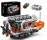 Klocki - KLOCKI MOULD KING 10200 SILNIK CIĘŻARÓWKA TIR RZĘDOWY V6 ENGINE 3236 EL. - miniaturka - grafika 1