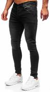 Spodnie męskie - Czarne spodnie jeansowe męskie skinny fit Denley R924 - miniaturka - grafika 1