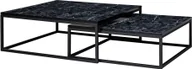 Ławy i stoliki kawowe - WOHNLING Design stolik kawowy zestaw 2 sztuk czarny marmur kanciasty wygląd, Stoliki kawowe 2-częściowe stelaż metalowy, Eleganckie stoliki do salonu, Nowoczesne stoliki kawowe - miniaturka - grafika 1