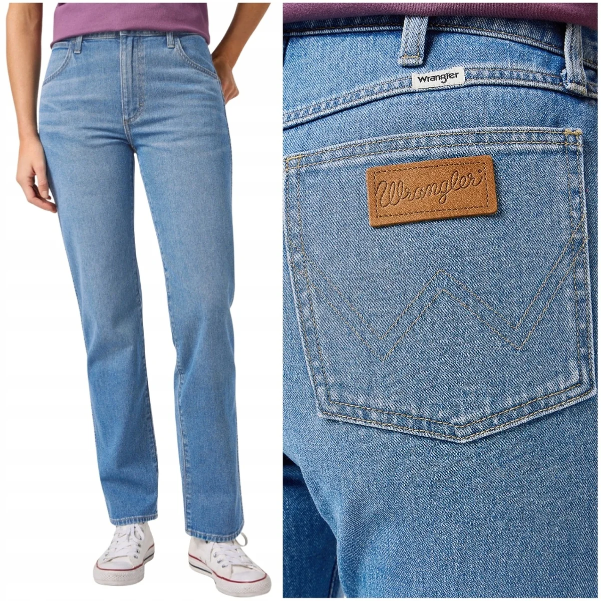 Wrangler Sunset Uvanova wysokie proste damskie spodnie jeansowe W25 L32