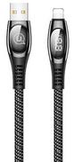 Kable USB - USAMS Kabel pleciony U36 lightning 1,2m 2A Fast Charging LED czarny/black SJ368USB01 (US-SJ368) - miniaturka - grafika 1