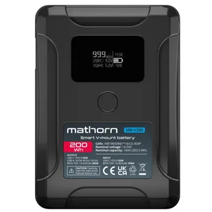 Mathorn Bateria MB-V200 Smart 14000mAh PD65W OLED USB-C 200Wh V-mount - Akumulatory do aparatów dedykowane - miniaturka - grafika 1
