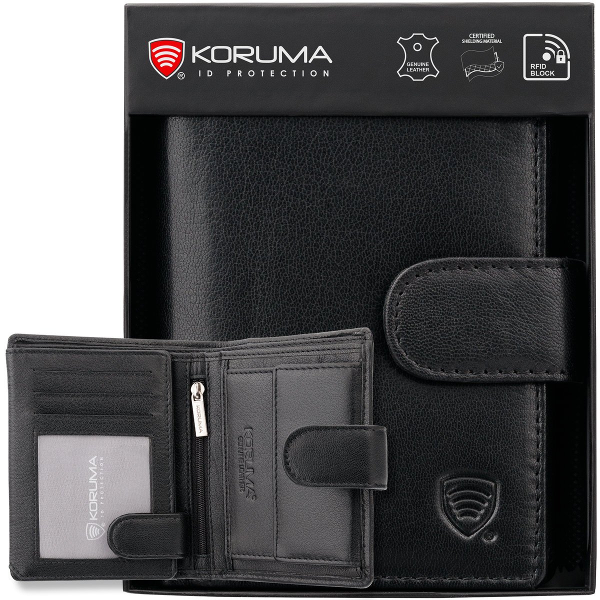 Czarny portfel męski skórzany RFID - KORUMA (SM-904GBL)