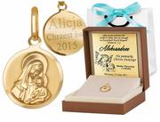 Biżuteria dla dzieci - Złota Zawieszka 333 Medalik Matka Boska Grawer - miniaturka - grafika 1