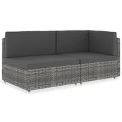 Sofy ogrodowe - VidaXL Sofa modułowa 2-osobowa, rattan PE, szara 49524 - miniaturka - grafika 1