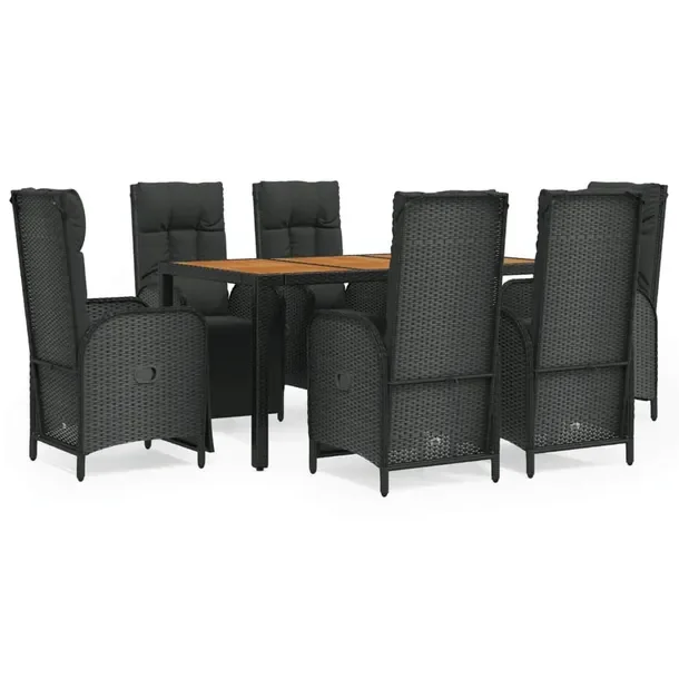 Zestaw mebli ogrodowych z rattanem PE, czarny, 150 x 90 x 75 cm