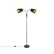Lampy stojące - QAZQA Nowoczesna lampa podłogowa czarna 2-punktowa - Carmen - miniaturka - grafika 1