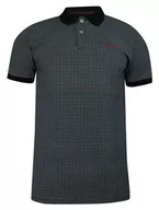 Koszulki męskie - Koszulka POLO, Granatowa w Drobny Biały Wzór, Męska, Krótki Rękaw, T-shirt -PAKO JEANS - Pako Jeans - miniaturka - grafika 1