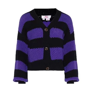 myMo Damski kardigan w paski z długim rękawem z dekoltem w serek akryl czarny liliowy rozmiar XL/XXL, czarny lilia, XL - Swetry damskie - miniaturka - grafika 1