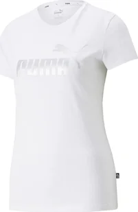 Koszulka damska Puma ESS+ Metallic Logo Tee biała 848303 02-2XL - Bluzki damskie - miniaturka - grafika 1