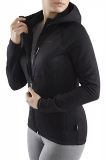 Kurtki i kamizelki sportowe damskie - Bluza damska techniczna z Polartec Power Stretch Viking Jukon Lady Hoodie z kapturem 09 czarny - grafika 1