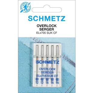 Igły półpłaskie Schmetz ELx705 SUK CF VZS do coverloków domowych MIX 2x80, 3x90 - Akcesoria i części do maszyn do szycia - miniaturka - grafika 1