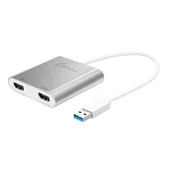 Pozostałe akcesoria do telefonów - Adapter j5create USB 3.0 to Dual HDMI Multi-Monitor Adapter (USB3.0 m - 1x4K HDMI f + 1xHDMI f 20cm; kolor srebrny) JUA365-N - miniaturka - grafika 1